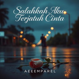 An aesthetic ebook cover for the title 'Salahkah Aku Terjatuh Cinta'
