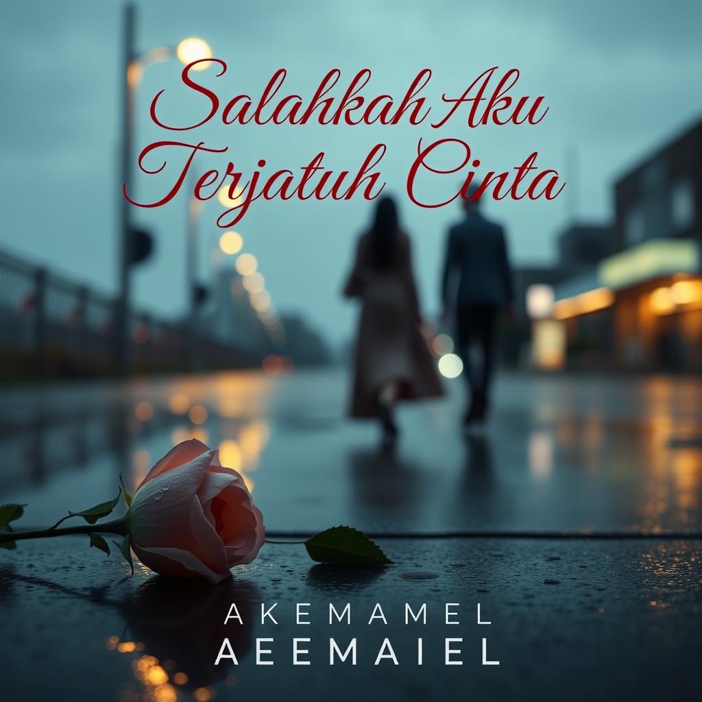 An aesthetic ebook cover for the title 'Salahkah Aku Terjatuh Cinta'