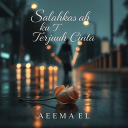 An aesthetic ebook cover for the title 'Salahkah Aku Terjatuh Cinta'