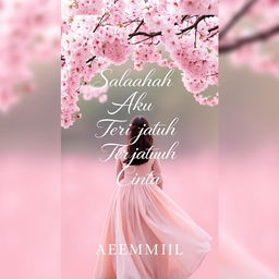 A book cover design for 'Salahkah Aku Terjatuh Cinta' by AEEMAMEL, showcasing a romantic theme