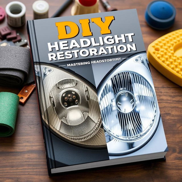 A captivating book cover for 'DIY: Mastering Headlight Restoration'