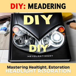 A captivating book cover for 'DIY: Mastering Headlight Restoration'