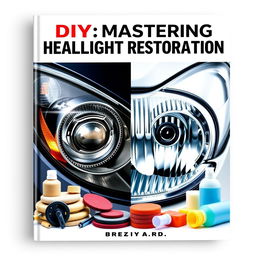 An eye-catching book cover for 'DIY: Mastering Headlight Restoration'