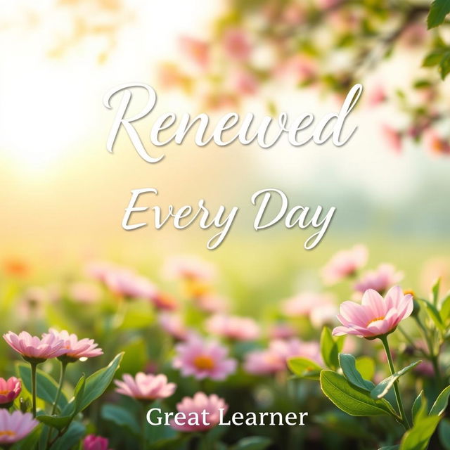 An uplifting and serene book cover design for the title "Renewed Every Day" by "Great Learner"