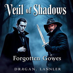 A paperback book cover for a mystery novel titled "Veil of Shadows"