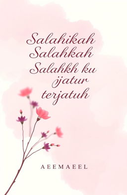 A book cover titled "Salahkah Aku Terjatuh Cinta" featuring a soft, muted watercolor wash background in pastel shades of pink, lavender, and light blue, creating a dreamy and melancholic atmosphere