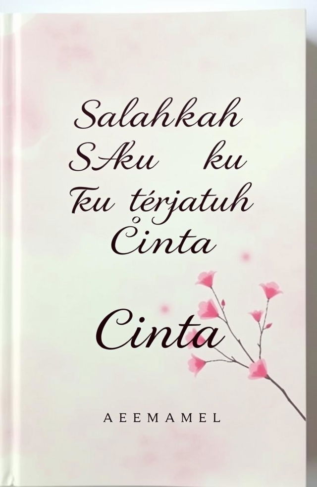 A book cover titled "Salahkah Aku Terjatuh Cinta" featuring a soft, muted watercolor wash background in pastel shades of pink, lavender, and light blue, creating a dreamy and melancholic atmosphere