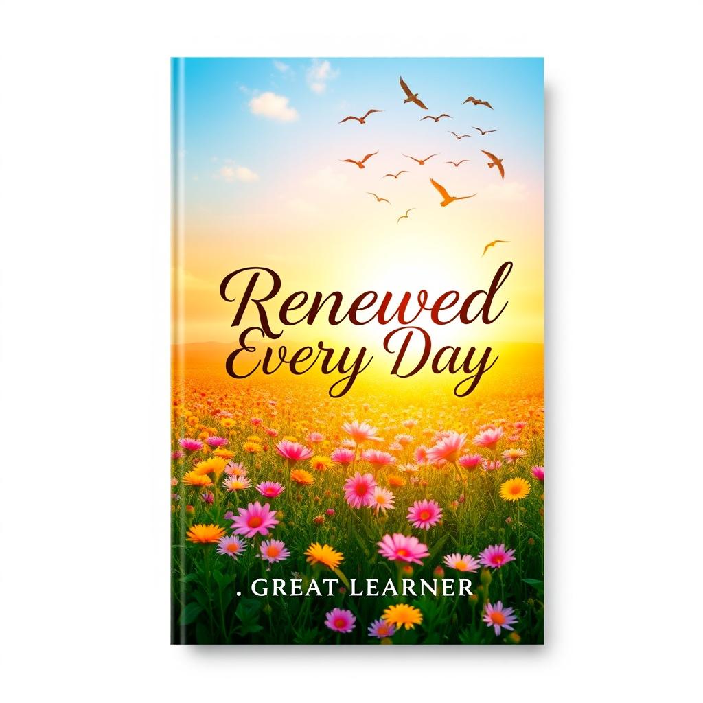 A fresh and uplifting book cover design for the title "Renewed Every Day" by "Great Learner"