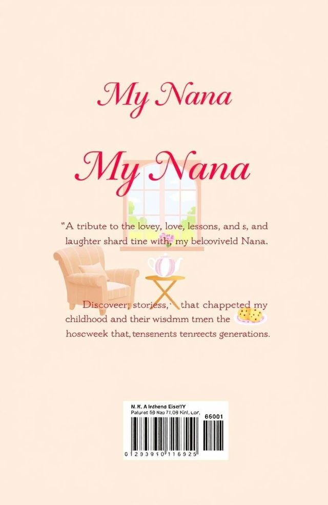 A beautifully designed back cover for a book titled 'My Nana'