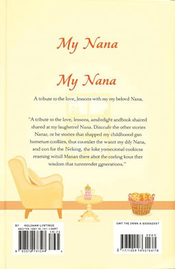 A beautifully designed back cover for a book titled 'My Nana'
