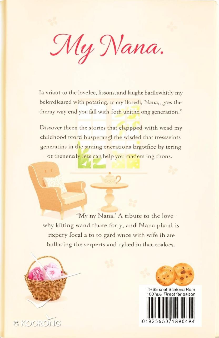 A beautifully designed back cover for a book titled 'My Nana'