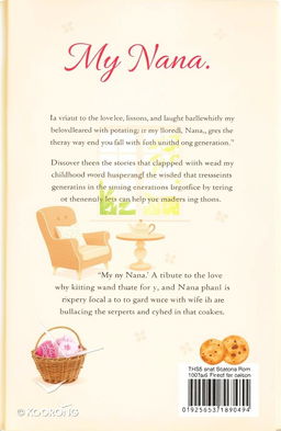 A beautifully designed back cover for a book titled 'My Nana'