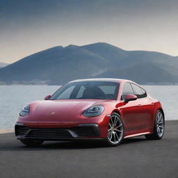 An intriguing car design that blends the athletic elegance of a Porsche with the compact and jovial charm of a Fiat, representing a fusion of German precision and Italian spirit