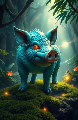 A mythical creature known as 'Siluman Babi', depicted as a mystical pig with ethereal features