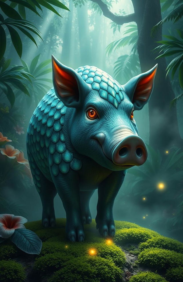 A mythical creature known as 'Siluman Babi', depicted as a mystical pig with ethereal features