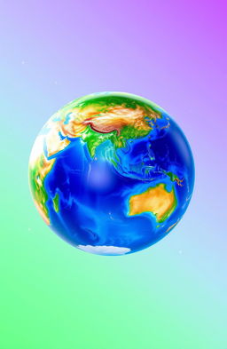 A beautifully rendered 3D globe showcasing vibrant colors and detailed topographical features