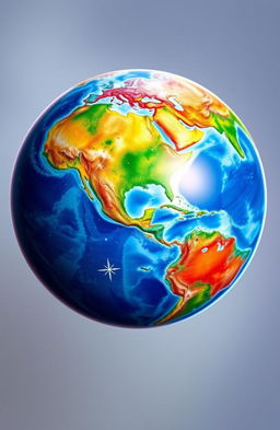 A beautifully rendered 3D globe showcasing vibrant colors and detailed topographical features