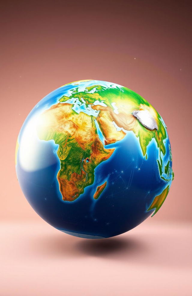 A beautifully rendered 3D globe showcasing vibrant colors and detailed topographical features