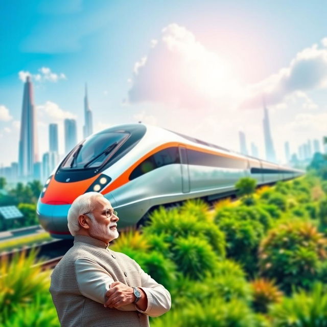 A futuristic vision of India, showcasing the concept of 'Vikshit Bharat' (Developed India)