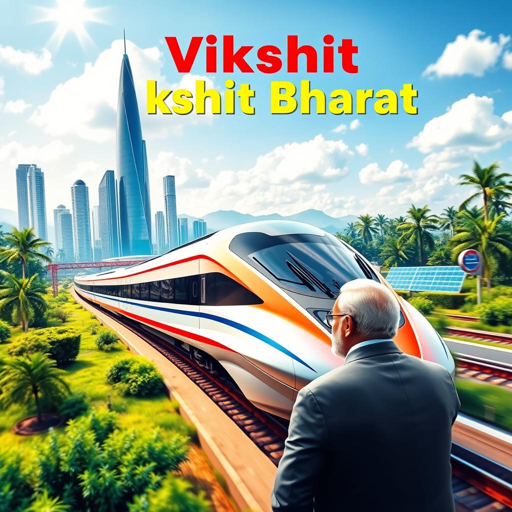 A futuristic vision of India, showcasing the concept of 'Vikshit Bharat' (Developed India)