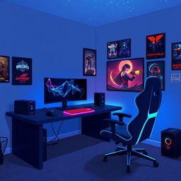A pixel art representation of a stylish gamer room featuring a modern gaming setup