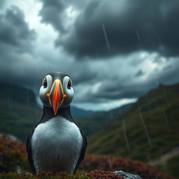 The atmosphere shifts dramatically as dark clouds gather ominously in the sky, casting shadows over the landscape