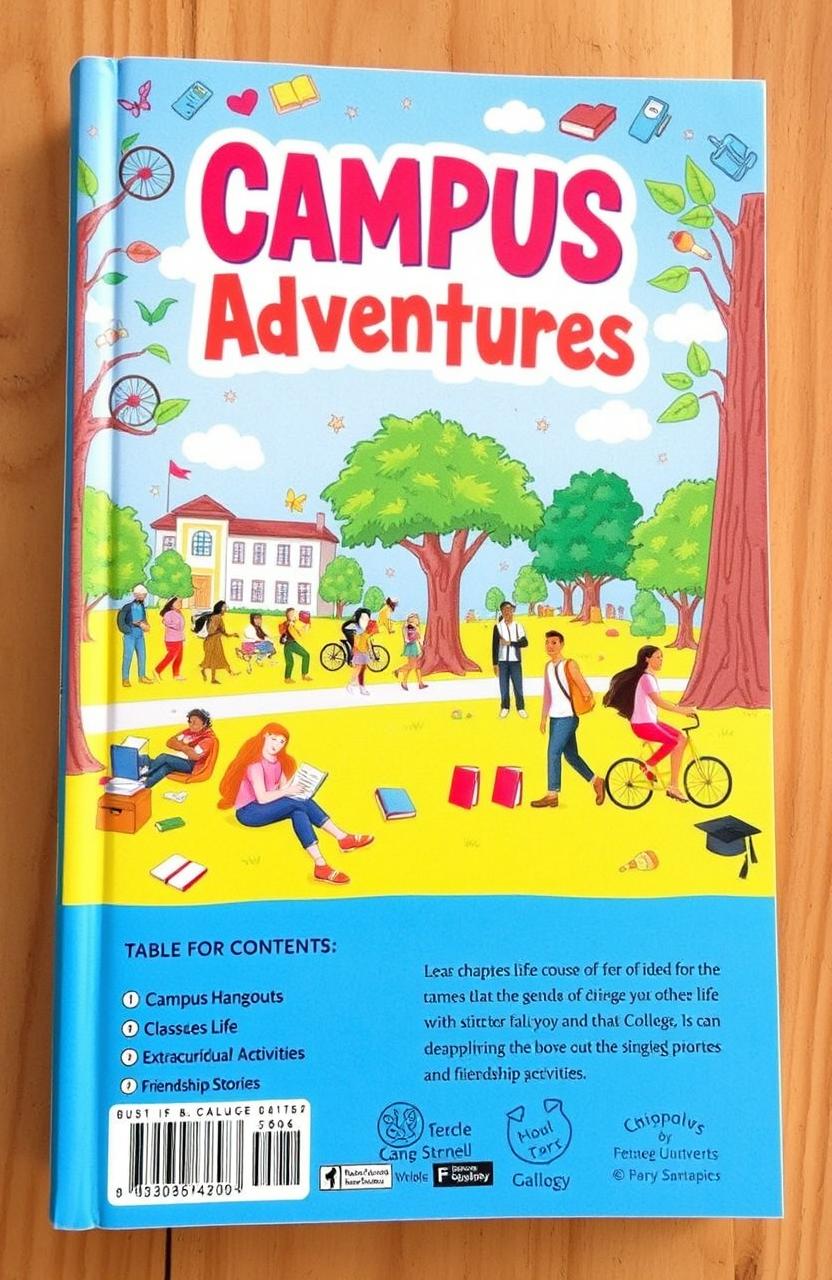 A book about campus life featuring a vibrant and colorful cover