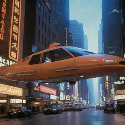 A futuristic image of the flying taxi from the film 'The Fifth Element