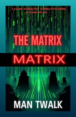 A book cover for a sci-fi themed story about 'The Matrix', featuring iconic symbols such as the green falling code, circuit patterns, and a digital landscape
