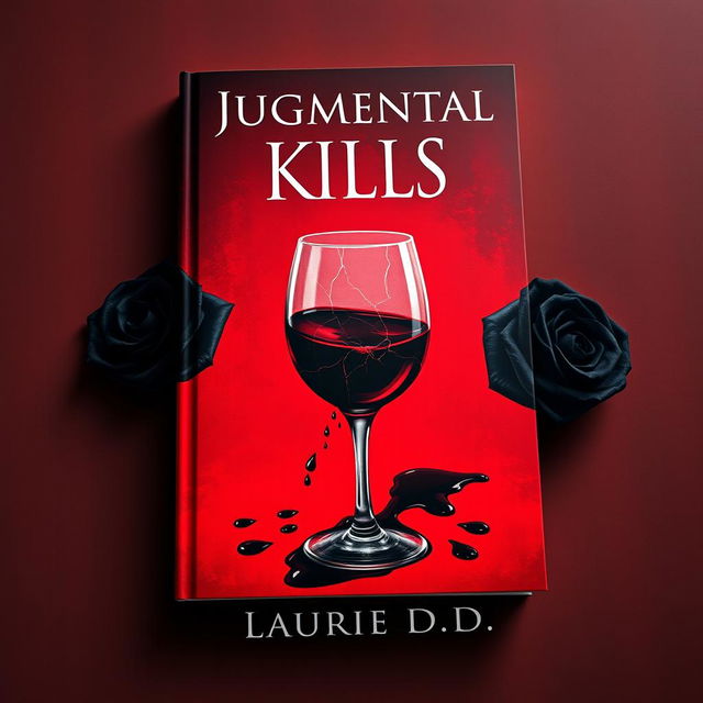 A realistic book cover design featuring a dark red background that exudes a rich and dramatic ambiance