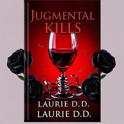 A captivating and intriguing book cover design featuring a deep dark red background that sets a dramatic tone
