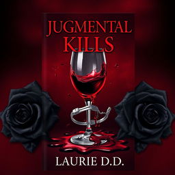 A captivating and intriguing book cover design featuring a deep dark red background that sets a dramatic tone