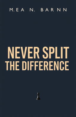 A minimalist book cover design featuring bold letters that say 'Never Split the Difference' in a striking, modern font