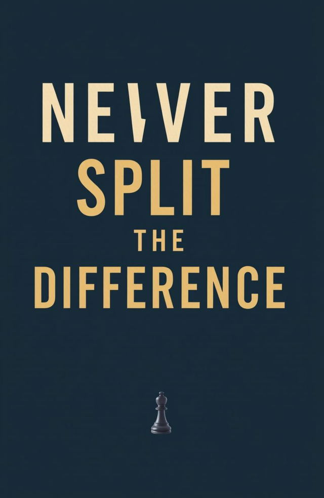 A minimalist book cover design featuring bold letters that say 'Never Split the Difference' in a striking, modern font