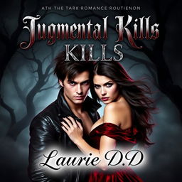 A dark romance book cover featuring a hauntingly beautiful scene
