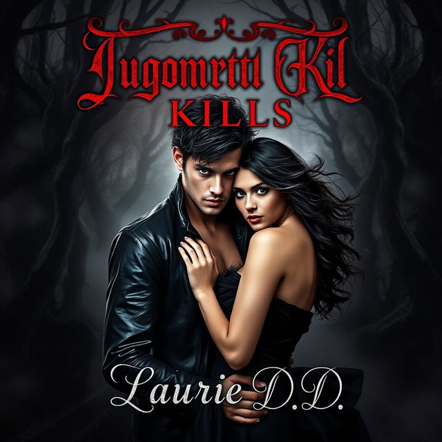 A dark romance book cover featuring a hauntingly beautiful scene