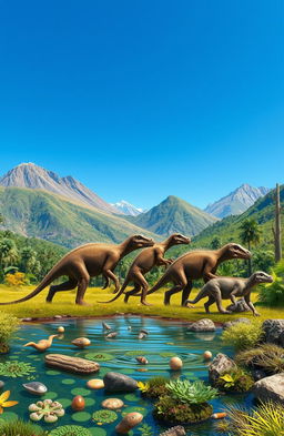 A stunning depiction of the concept of evolution, showcasing the gradual transformation of a simple organism into complex life forms