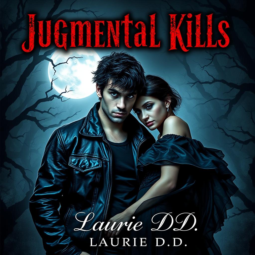 A captivating dark romance book cover titled 'Jugmental Kills' by Laurie D