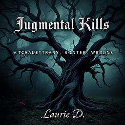 A dark romance book cover without any human figures, featuring an atmospheric and mystifying scene