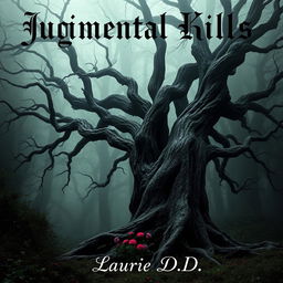 A dark romance book cover without any human figures, featuring an atmospheric and mystifying scene