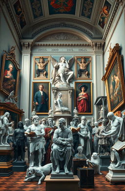 A visually striking representation of the period of imitation in art and literature, showcasing various artistic styles and influential works from this era
