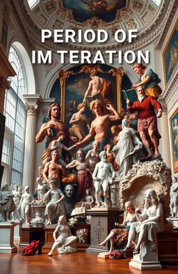 A visually striking representation of the period of imitation in art and literature, showcasing various artistic styles and influential works from this era