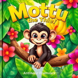 A colorful cover illustration featuring Mottu, a small and mischievous monkey with large, playful eyes and a cheeky grin, sitting comfortably on a tree branch