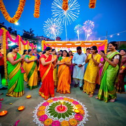 A vibrant scene showcasing a traditional Indian celebration