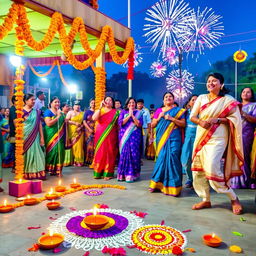A vibrant scene showcasing a traditional Indian celebration