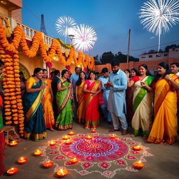 A vibrant scene showcasing a traditional Indian celebration