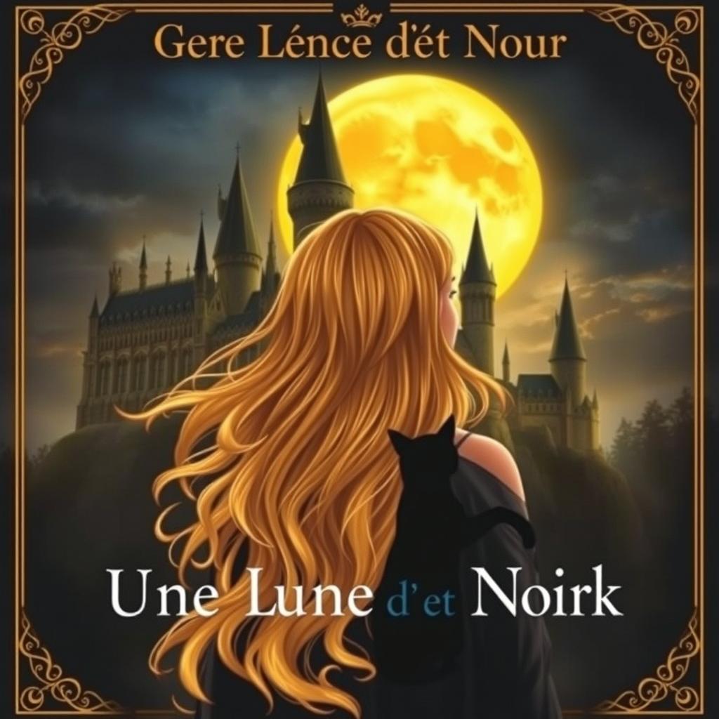 A captivating book cover featuring the title in French "Une Lune d'Or et de Noir"