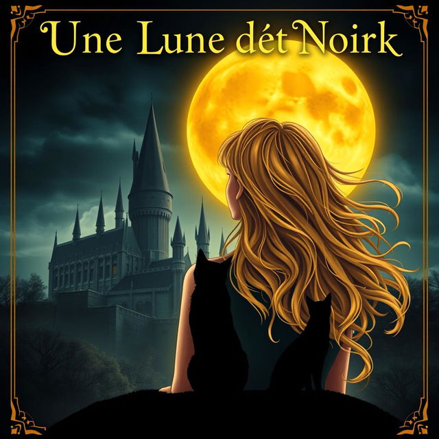 A captivating book cover featuring the title in French "Une Lune d'Or et de Noir"