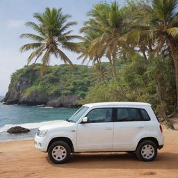 An eco-friendly Comorian car, designed for a tropical island environment