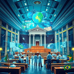 An engaging visual representation of the intersystemic communication between law and health during the COVID-19 emergency in Brazil, focusing on the roles of ANVISA (National Health Surveillance Agency) and the STF (Supreme Federal Court)